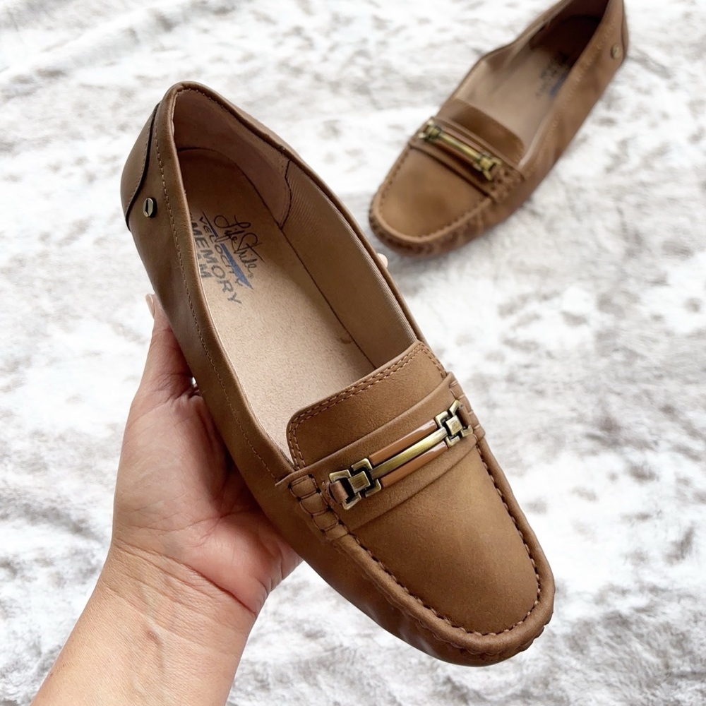 LifeStride Velocity Tan Driving Loafers Gold Bit Comfort Flats | Size 8.5M - Picture 3 of 12